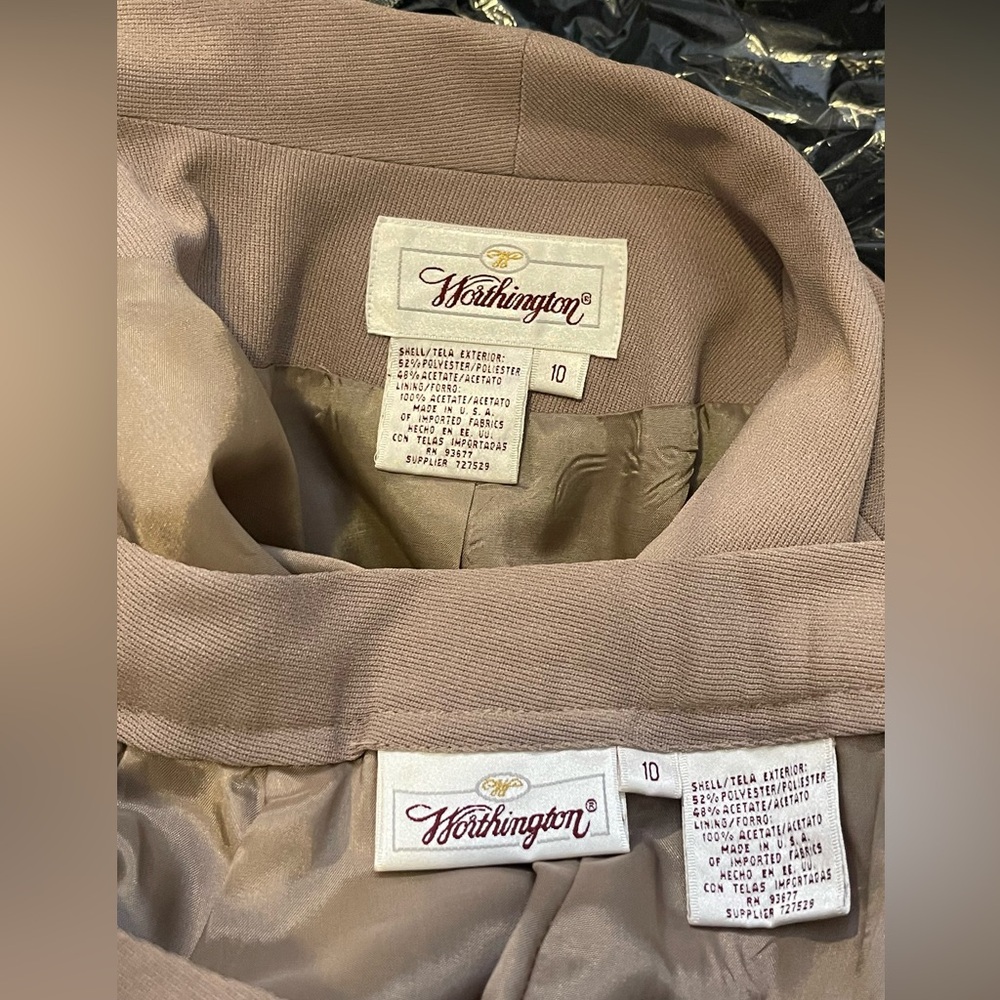 💼Worthington Tan 3 Piece Suit! With Matching Blazer, Skirt & Slacks! Size 10